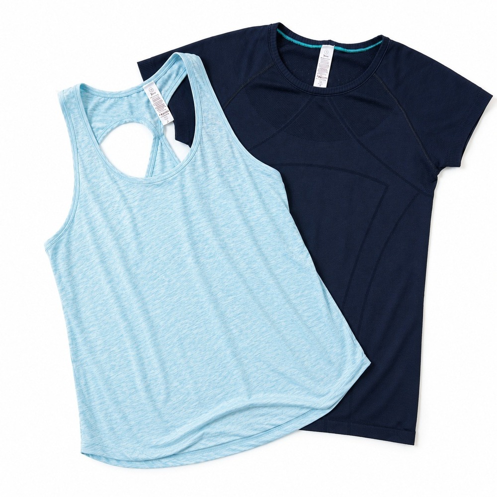 IVIVVA by Lululemon Girls Bundle Athletic Tank Top Shirt Blue Black Size 14 Gym